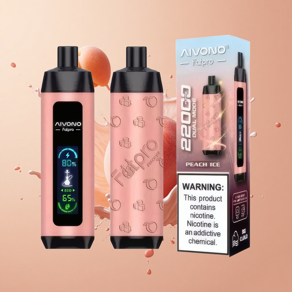 Aivono Aim Fatpro 22000 Gelo de Pêssego com 5 Nicotina e Bobina Mesh 06 ohm