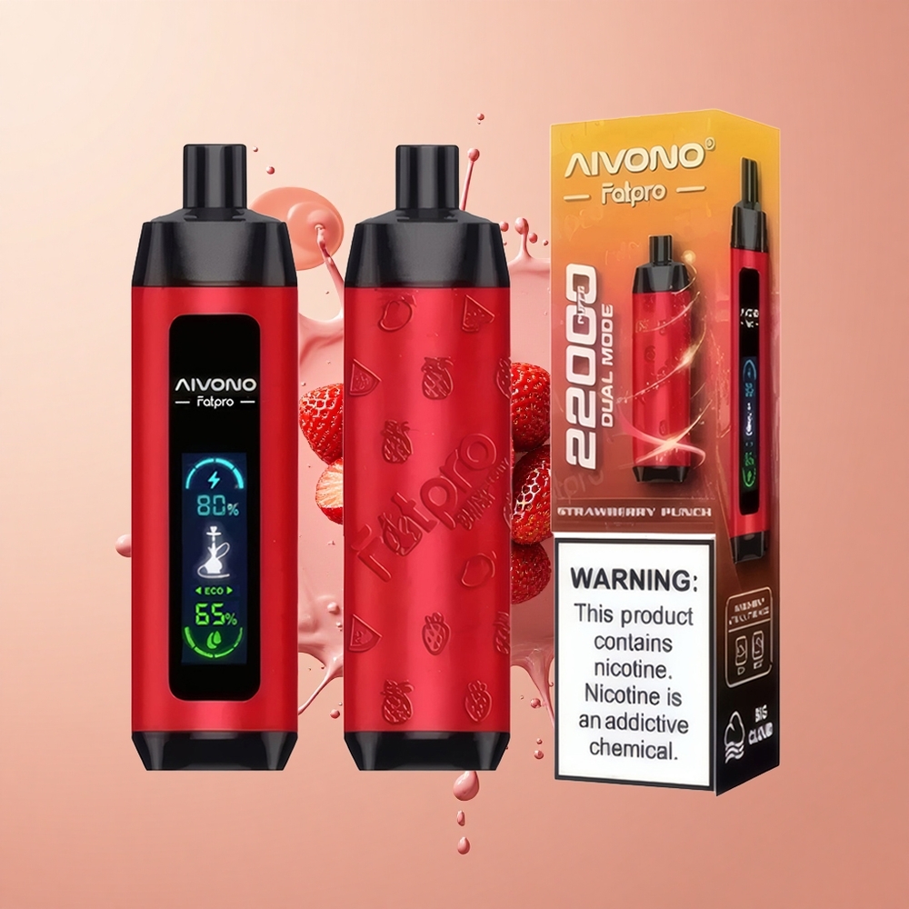 Aivono Aim Fatpro 22000 Sabor Morango com Nicotina 5 e Glicerina Vegetal