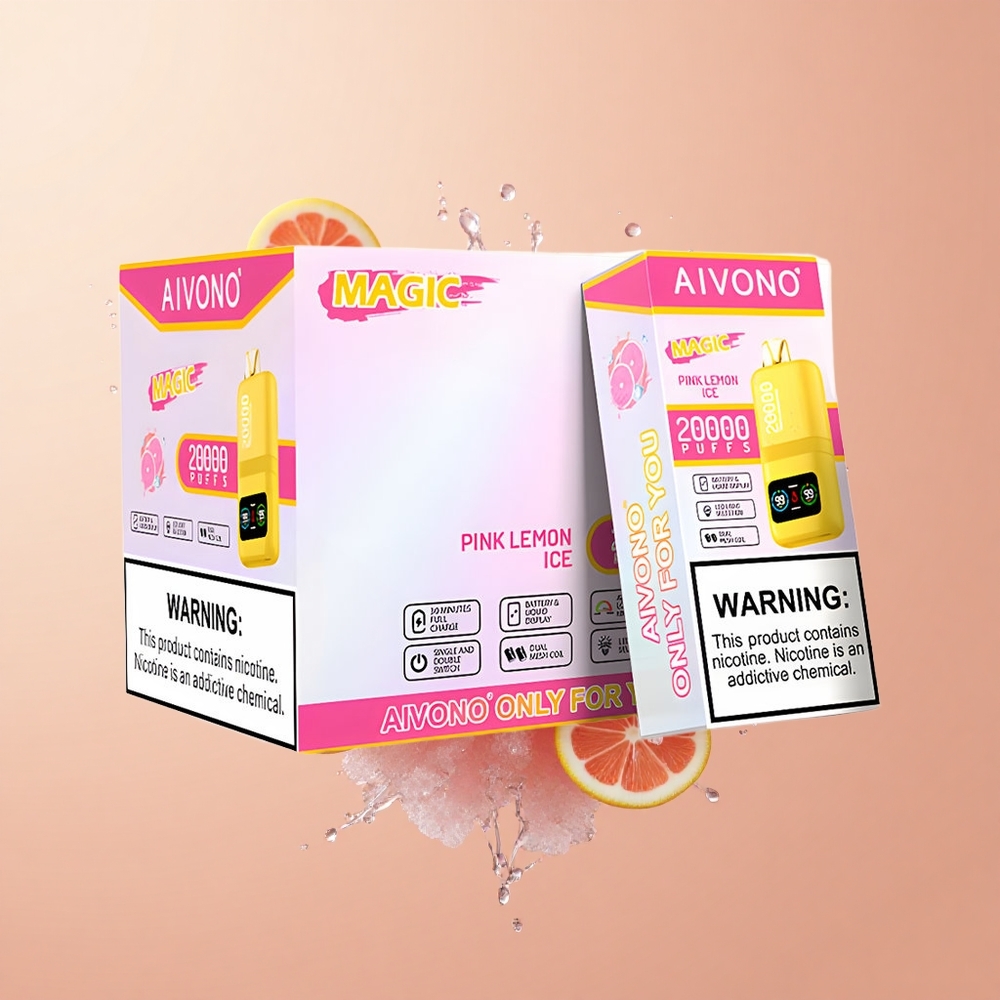 Aivono Aim Magic 20000 Gelado de Limão Rosa com Bateria Recarregável e Bobinas Duplas