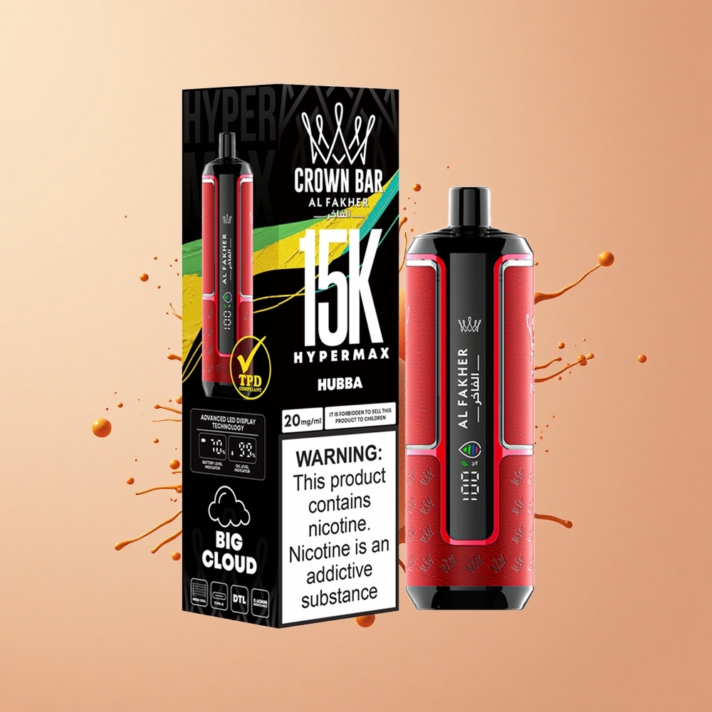 Al Fakher Crown Bar 15K Hypermax Coroa Bateria 600mAh Portátil Leve