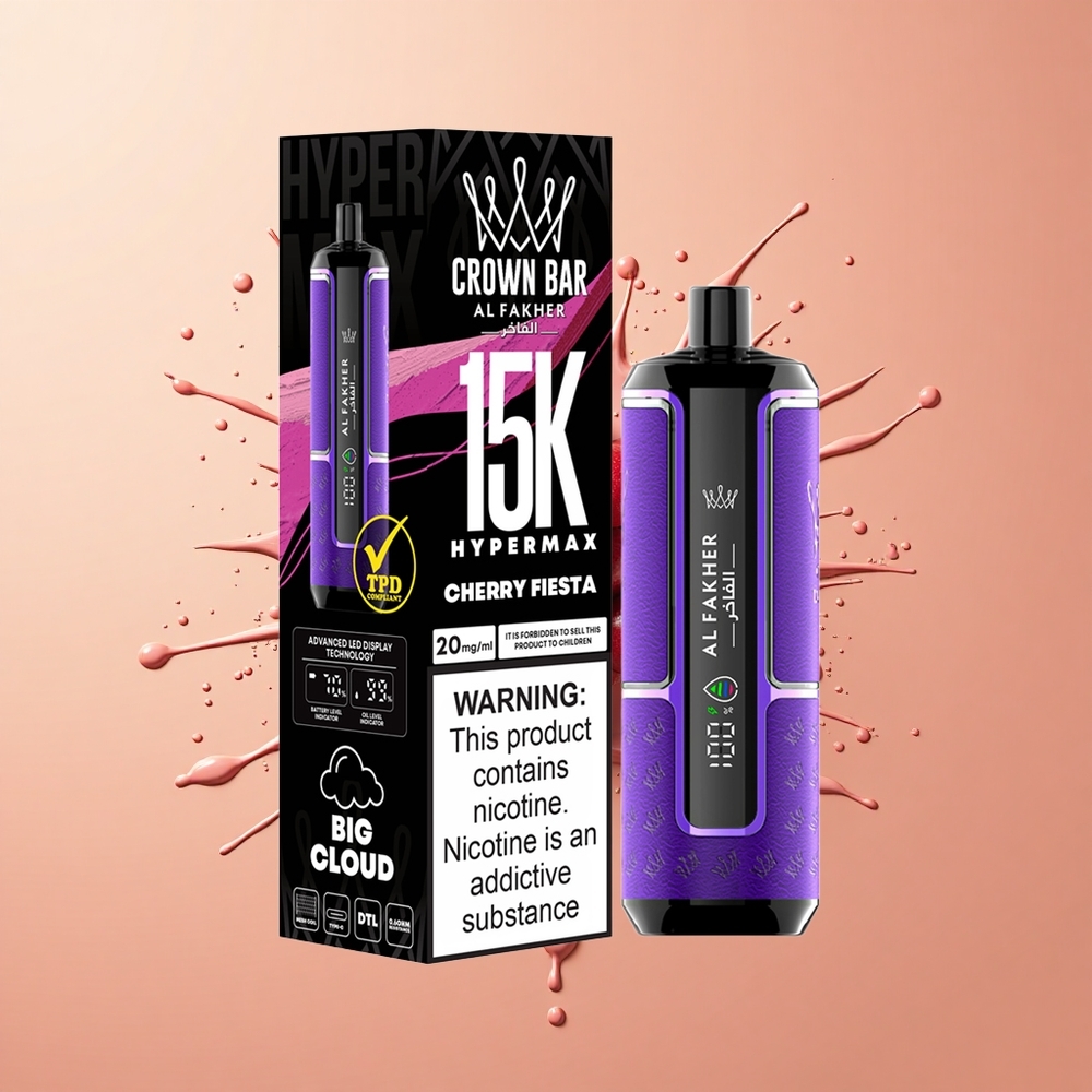 Al Fakher Crown Bar 15K Hypermax Festa Cereja Portátil 22ml 6mg
