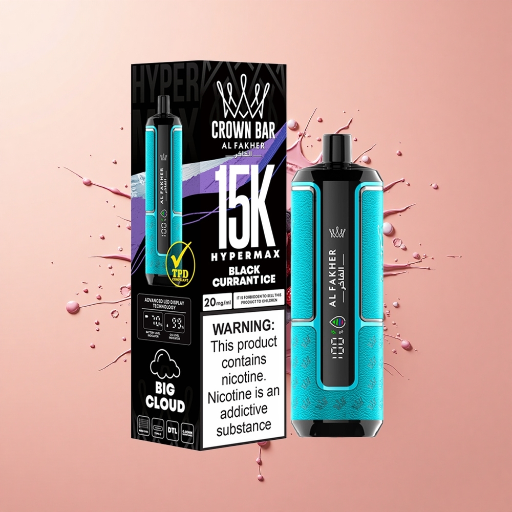Al Fakher Crown Bar 15K Hypermax Gelado de Groselha-Preta 22ml 600mAh