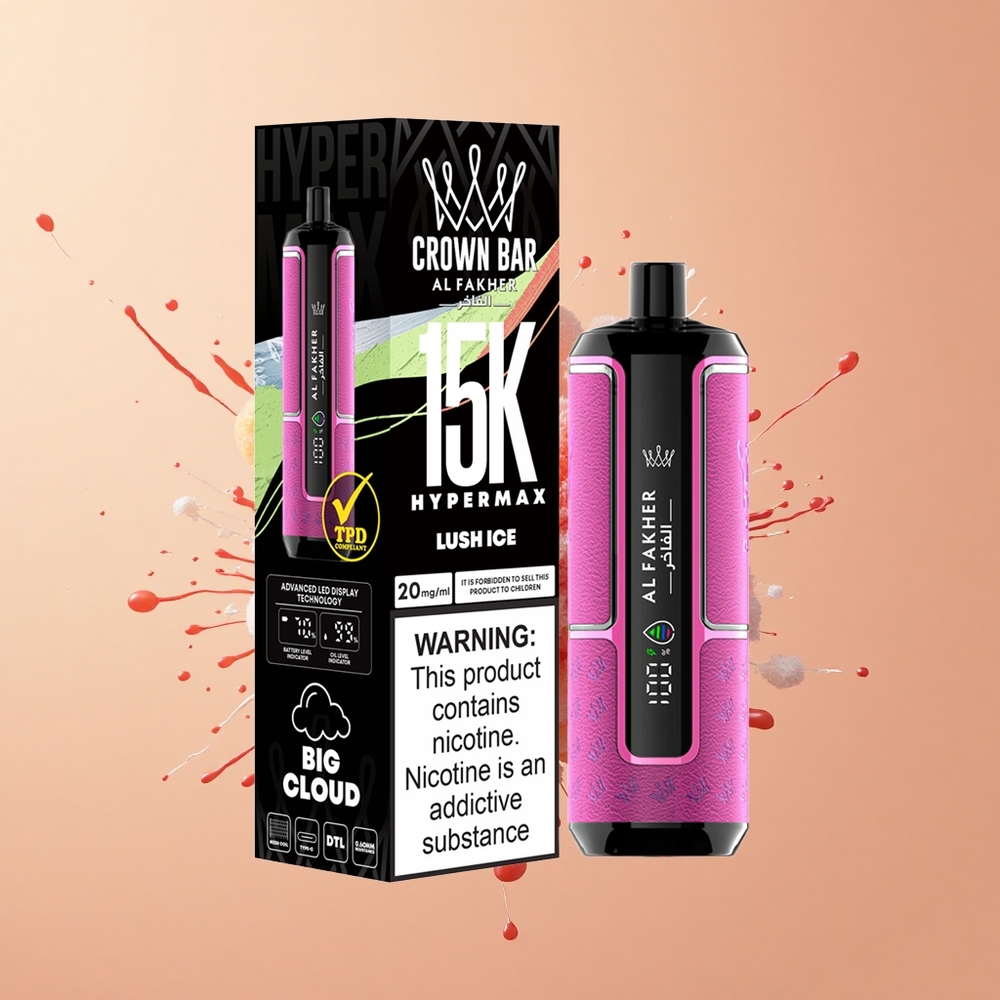Al Fakher Crown Bar 15K Hypermax Gelo Lush com 22ml e 6mg