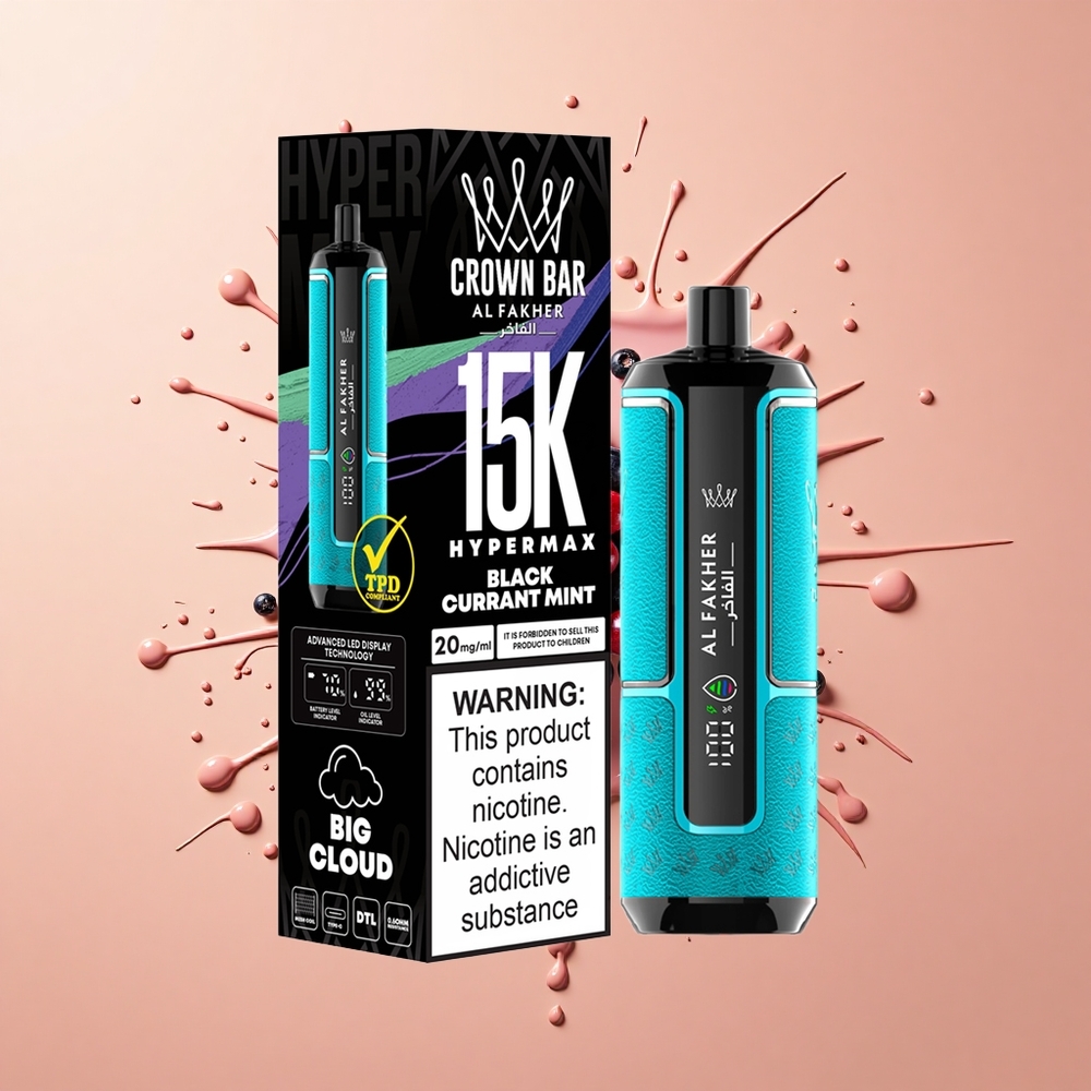 Al Fakher Crown Bar 15K Hypermax Hortelã-Pimenta Groselha-Preta 22ml 600mAh