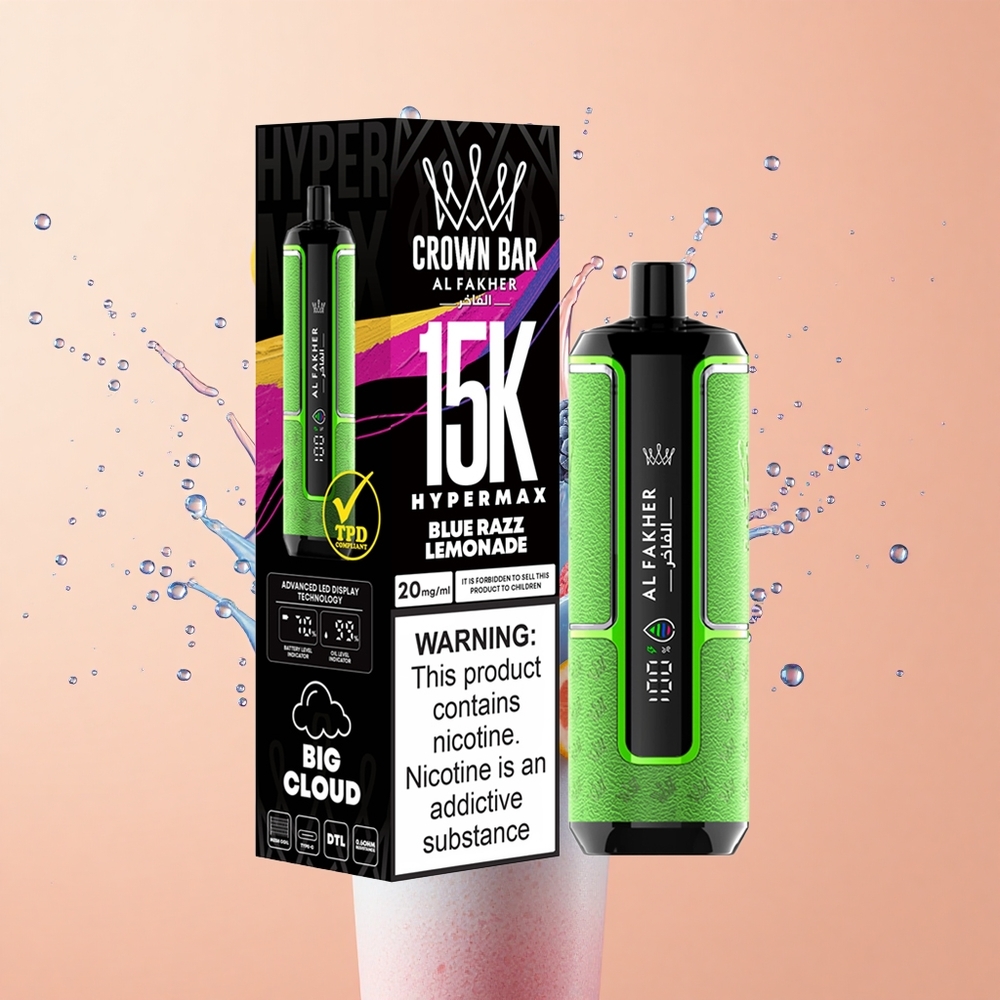 Al Fakher Crown Bar 15K Hypermax Limão Azul Refrescante com 22ml e 600mAh