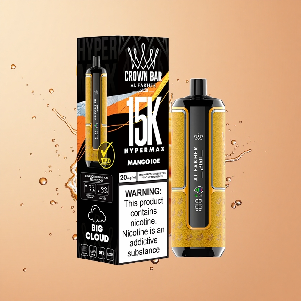 Al Fakher Crown Bar 15K Hypermax Sorvete de Manga com Bateria e Portátil