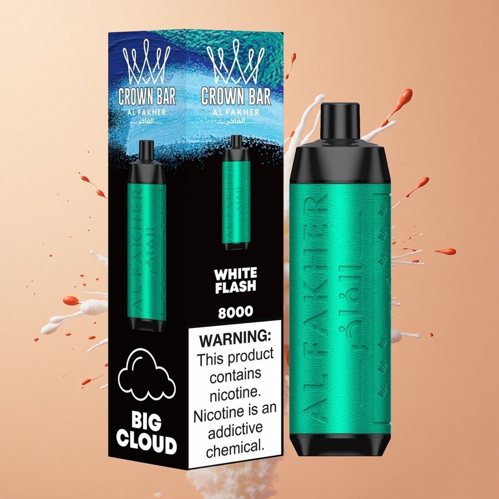 Al Fakher Crown Bar 8000 Crystal Flash Branco Cristal com Bateria 600mAh e Resistência 06ohm