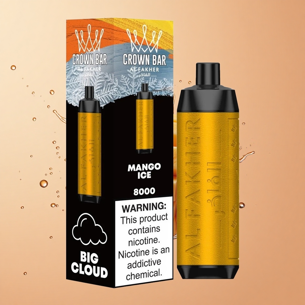 Al Fakher Crown Bar 8000 Crystal Gelo de Manga com Carregamento USB Tipo-C e Resistência de 06 Ohm