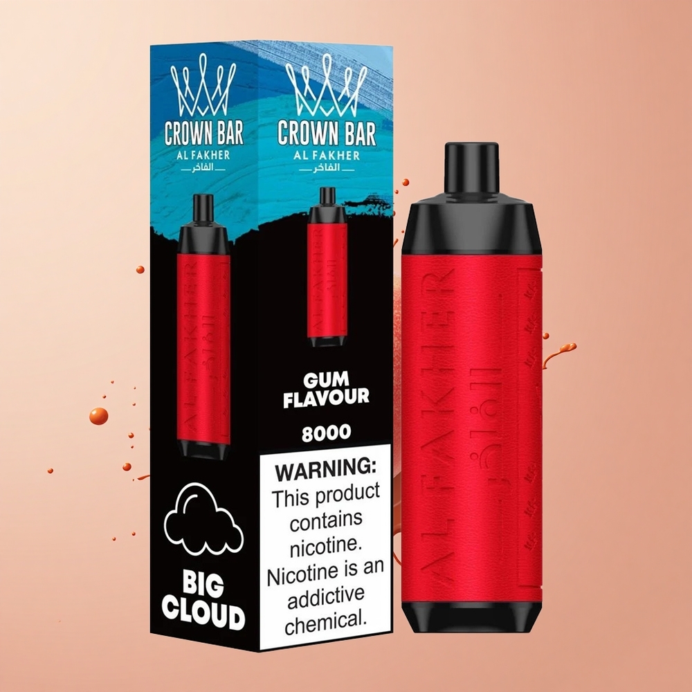 Al Fakher Crown Bar 8000 Crystal Vape Descartável Cristal 600mah 06 ohm Sabor Chiclete