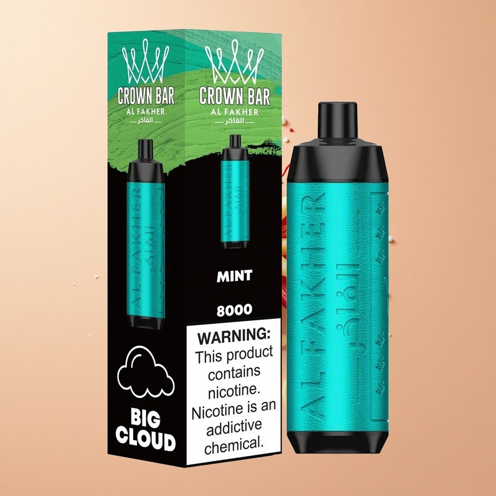 Al Fakher Crown Bar 8000 Crystal Vape Descartável com Bateria 600mah e Resistência de Bobina 06 ohm