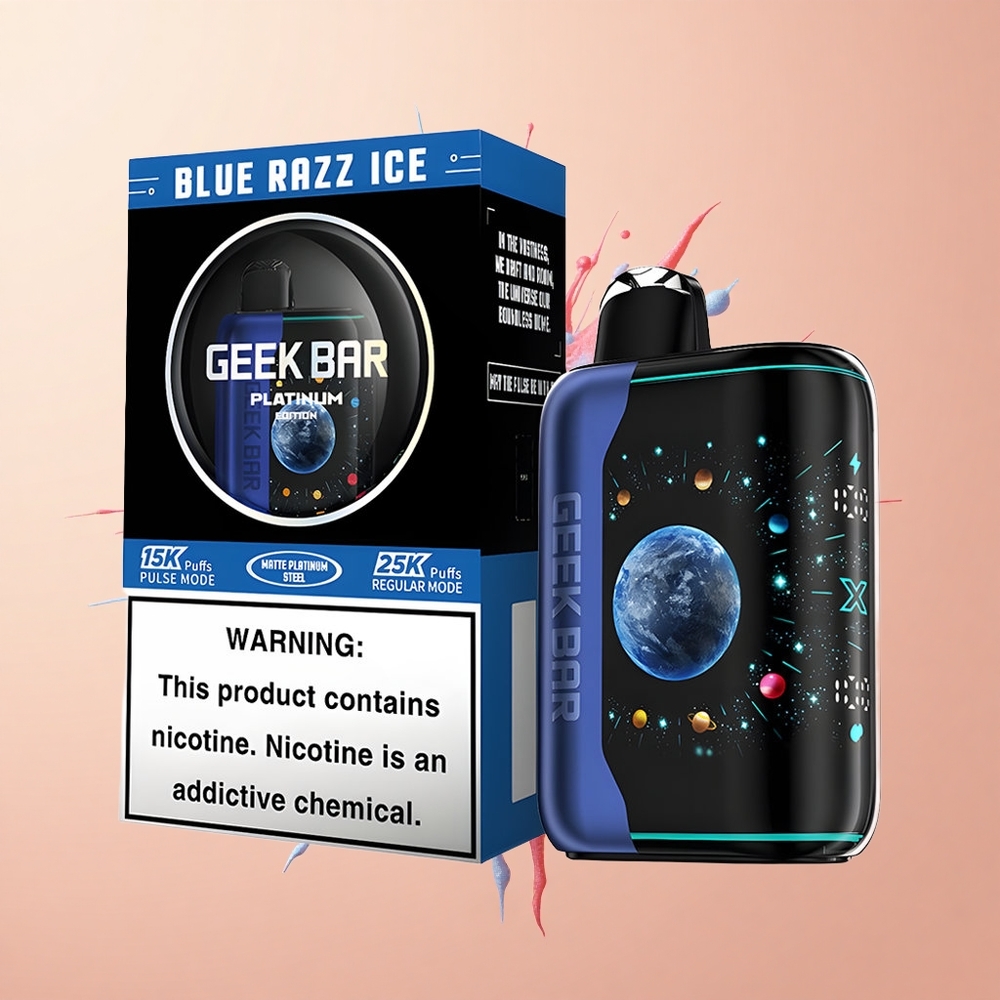 GEEK BAR Platinum Edition 25000 Gelo de Framboesa Azul com Carga Rápida e Resistência Dupla