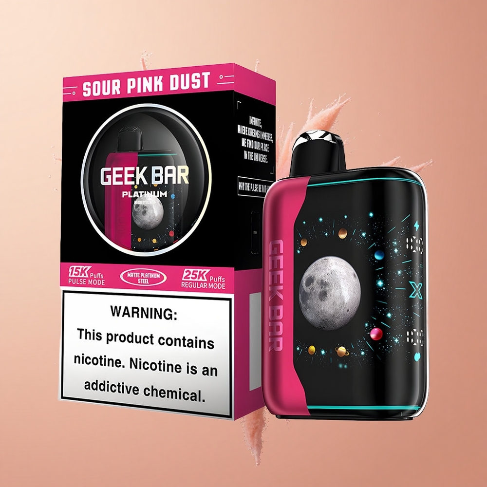 GEEK BAR Platinum Edition 25000 Pó Rosa Azedo com Carga Rápida e 2 Nicotina