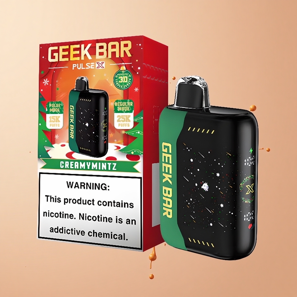 GEEK BAR Pulse X 25000 Edição de Natal com Dual Mesh Coil e Tela Curva 3D