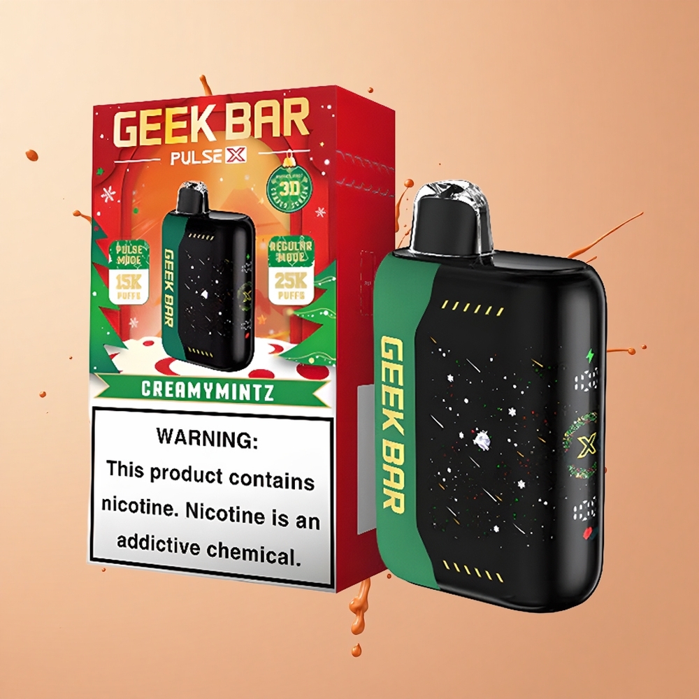 GEEK BAR Pulse X 25000 Edição de Natal com Dual Mesh Coil e Tela Curva 3D