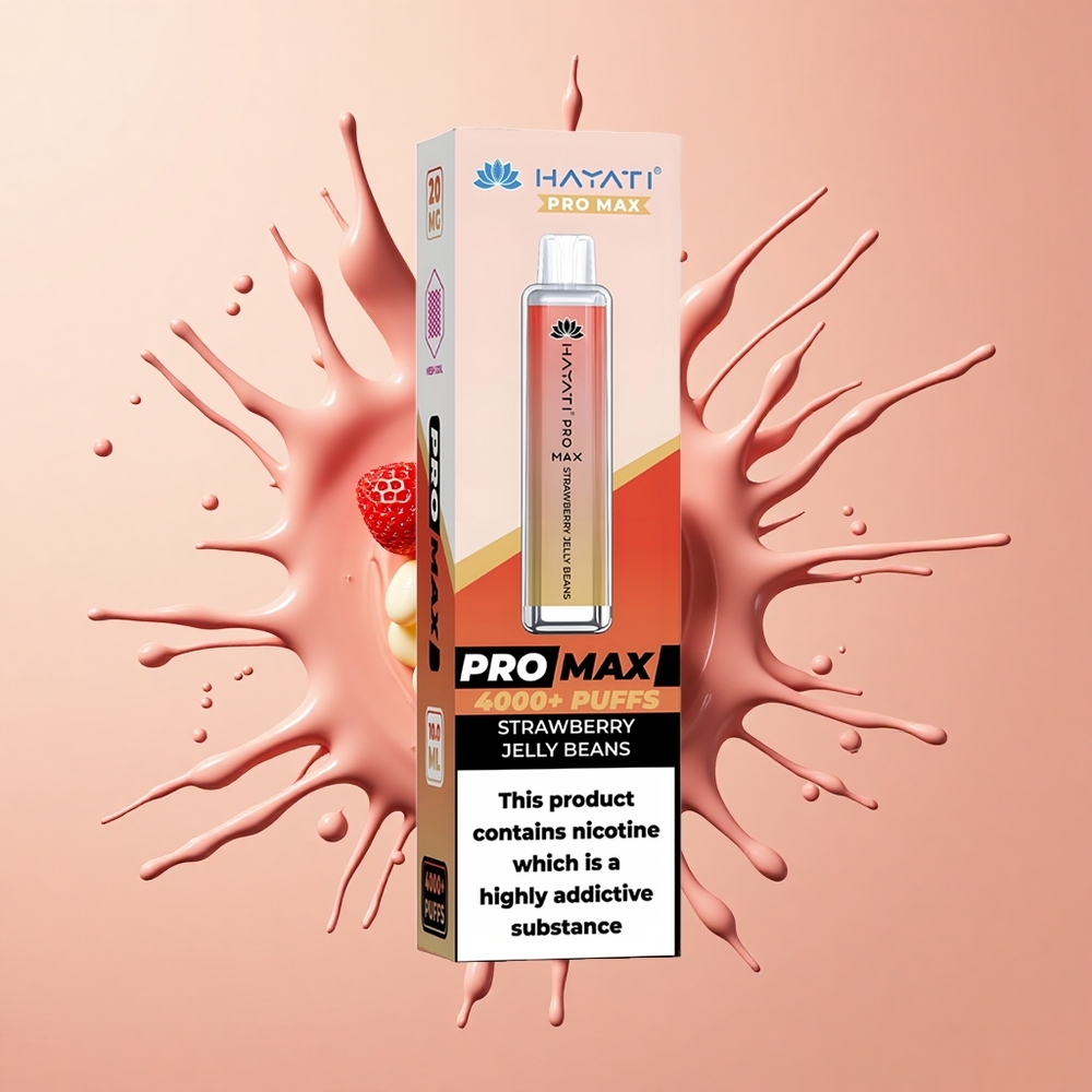 Hayati Pro Max 4000 Feijões de Gelatina de Morango com Dual Coil e Recarregável
