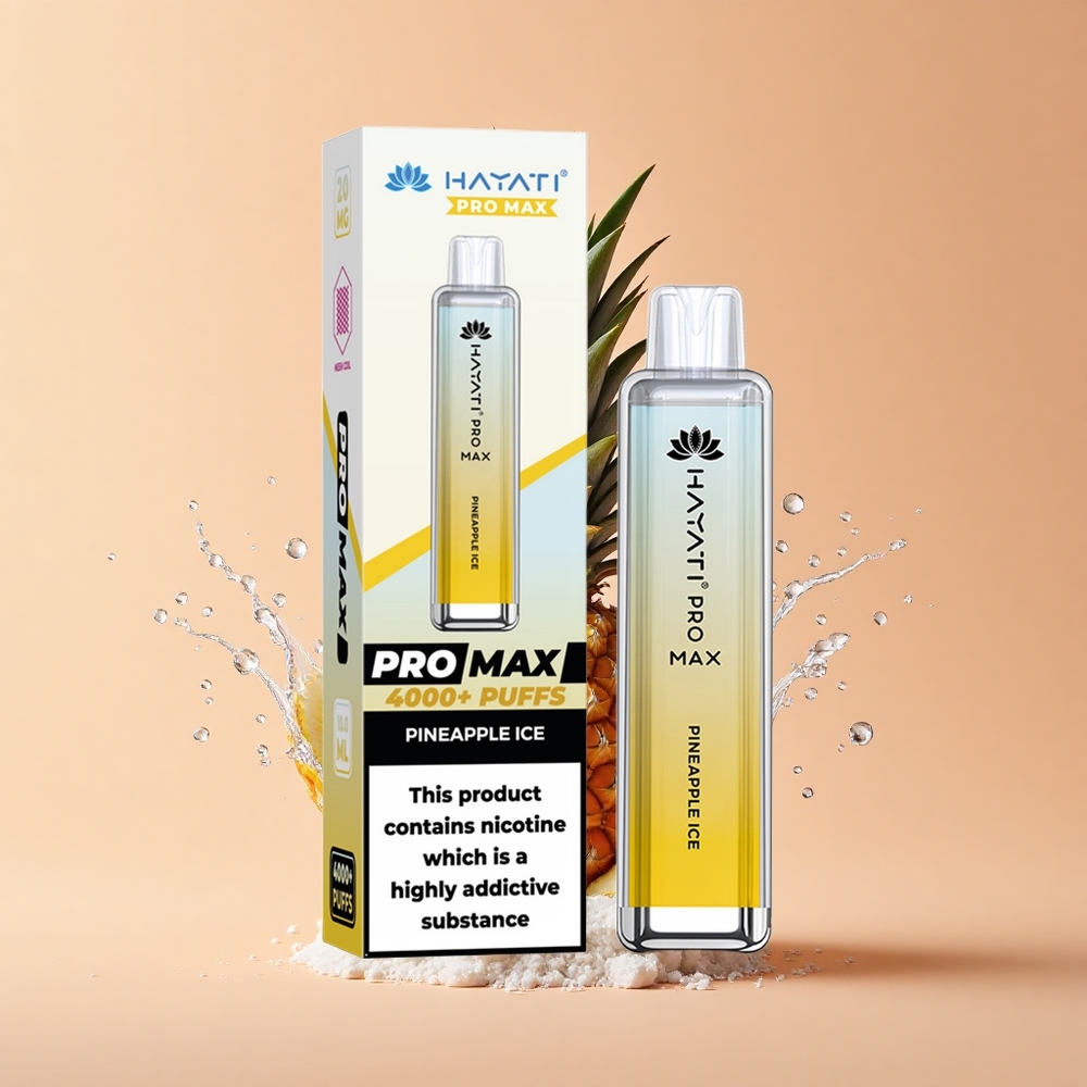 Hayati Pro Max 4000 Gelo de Abacaxi com Bateria Recarregável e Resistência Dual