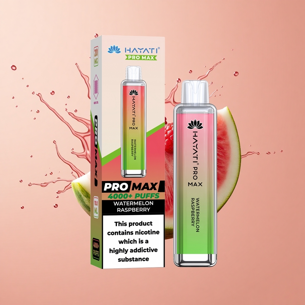 Hayati Pro Max 4000 Melancia Framboesa com Bateria Recarregável e LED