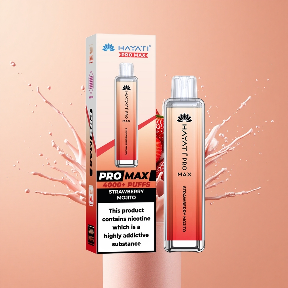 Hayati Pro Max 4000 Mojito de Morango com Bateria Recarregável e LED