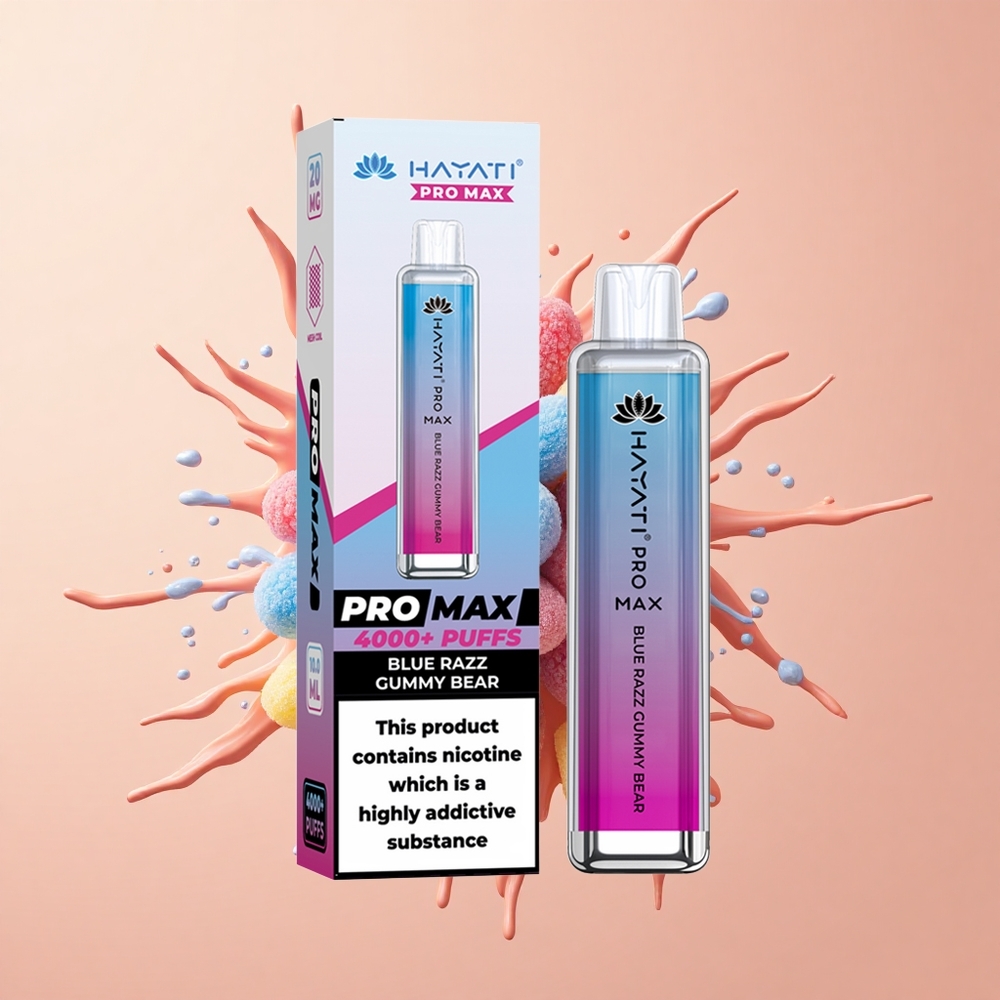 Hayati Pro Max 4000 Urso de Goma Azul-Razz Rechargeable com LED