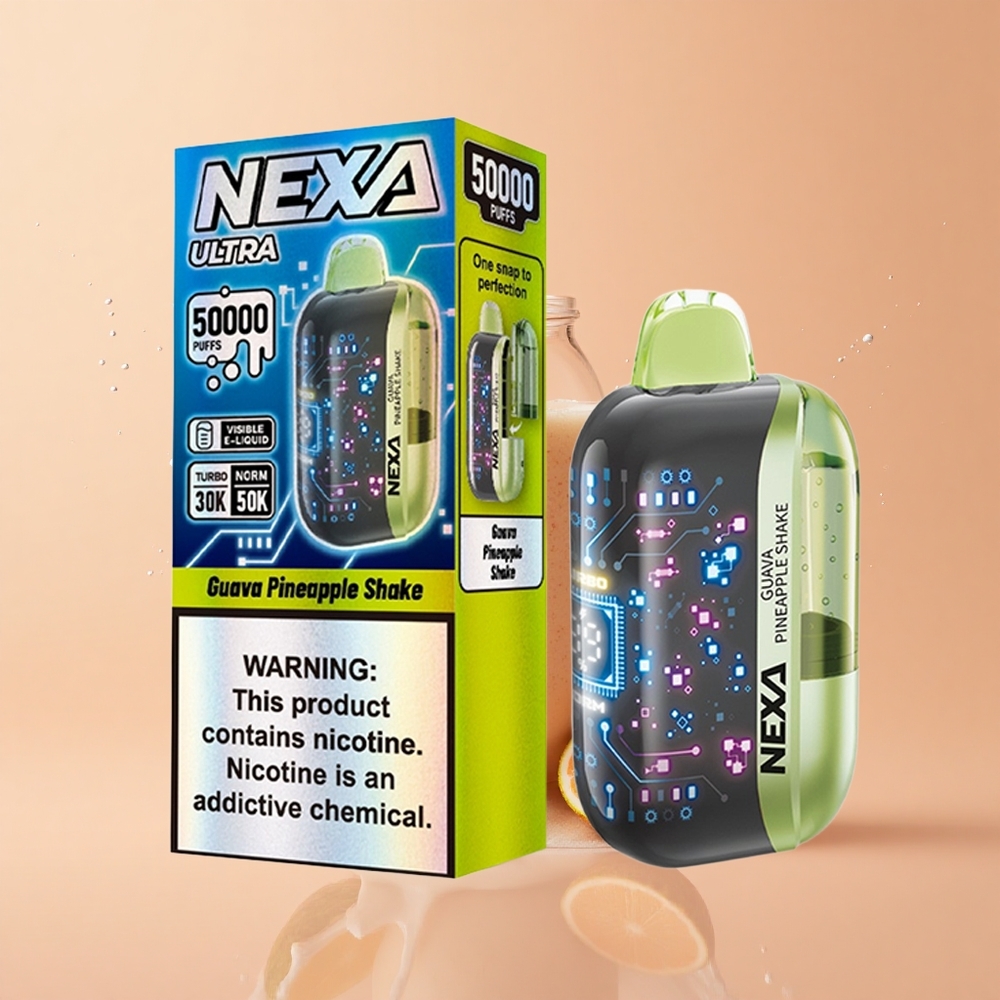 NEXA Ultra 50000 Shake de Goiaba e Abacaxi com 5 de Nicotina e Tipo-C de Carregamento