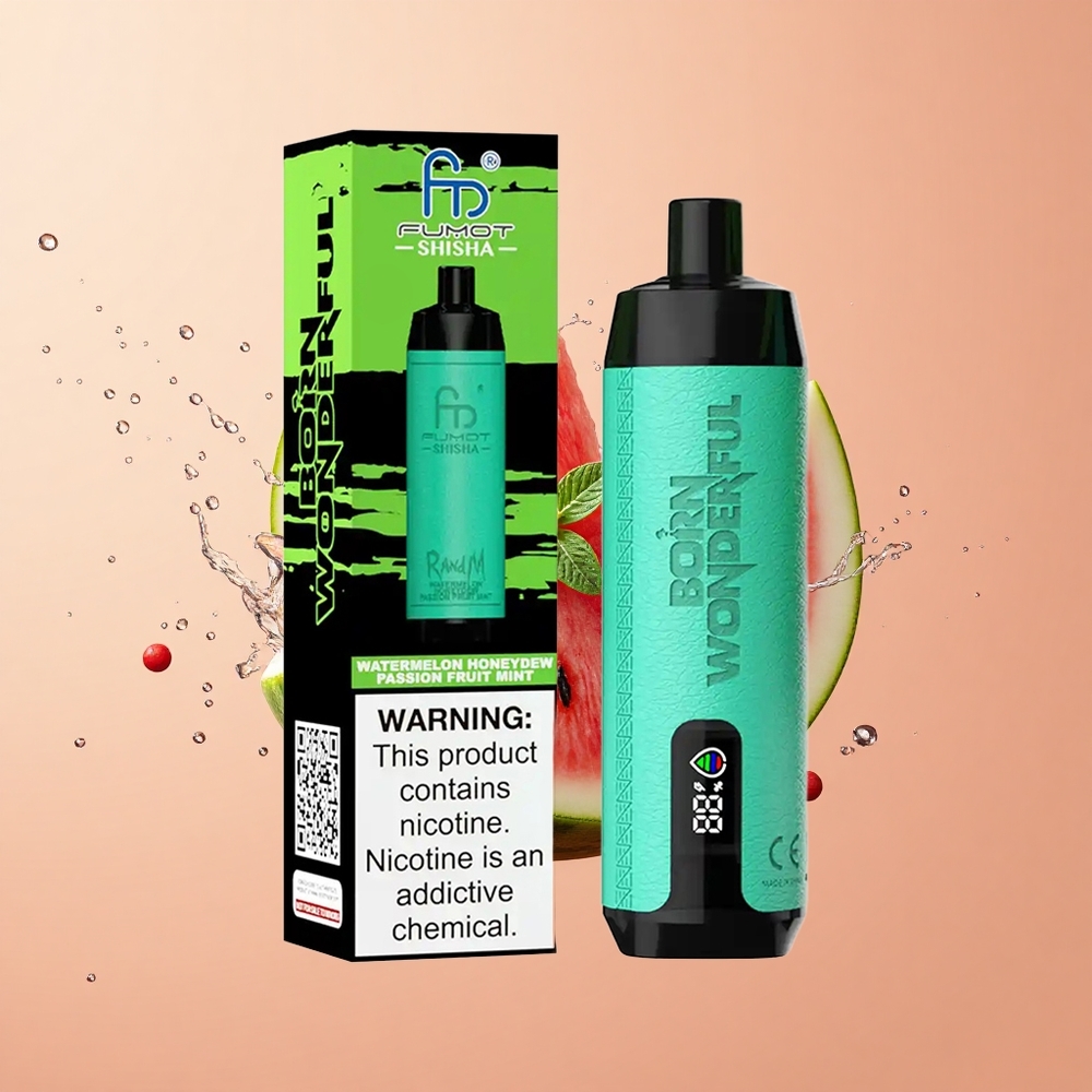RandM Fumot Shisha 10000 Melancia Melão Maracujá Menta com Indicador LED e Bateria 850 mAh