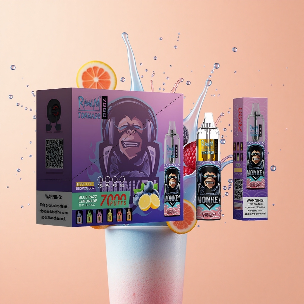 RandM Fumot Tornado 7000 Limão-Azul com Ajuste de Ar e RGB
