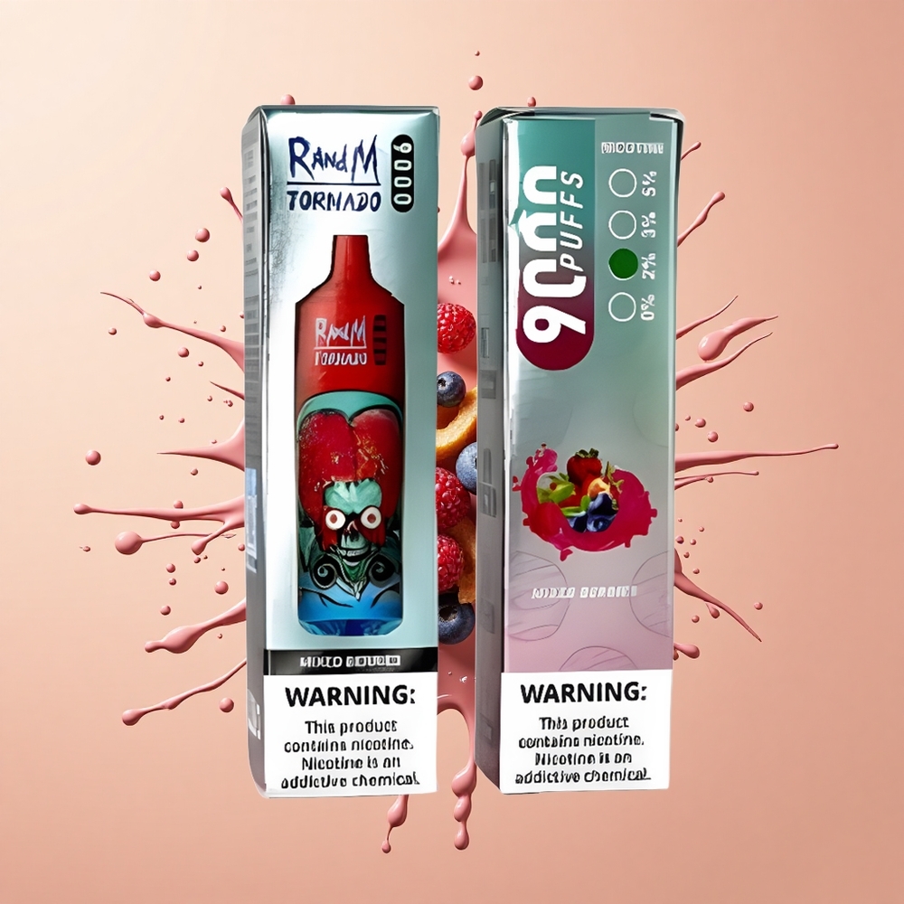 RandM Fumot Tornado 9000 Morangos Silvestres com Capacidade de Bateria e Tipo de Coil