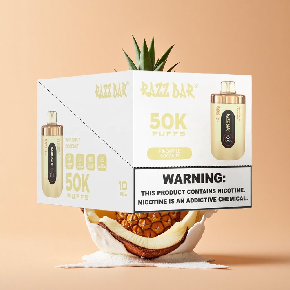 Razz Bar 50K Abacaxi Coco com 2 Nicotina e Bobina Mesh 10 Ohm