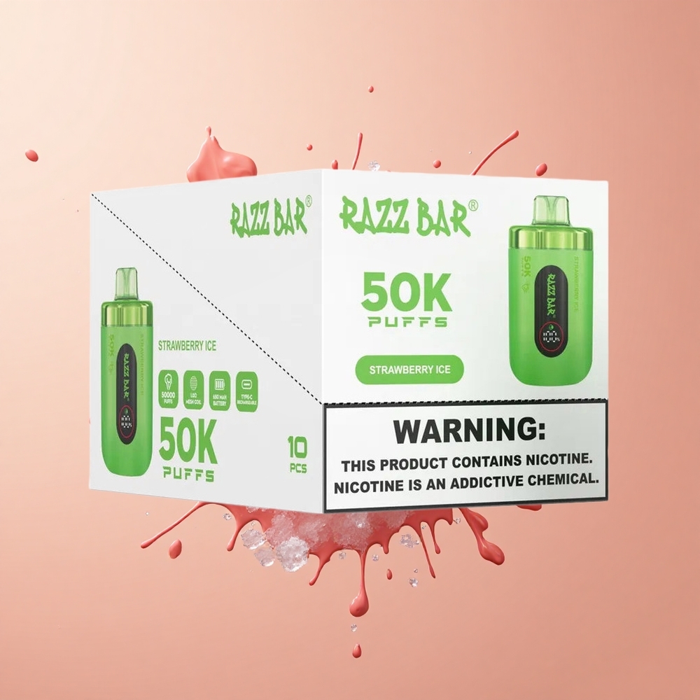Razz Bar 50K Morango Gelo 10 Ohm 2 Nicotina