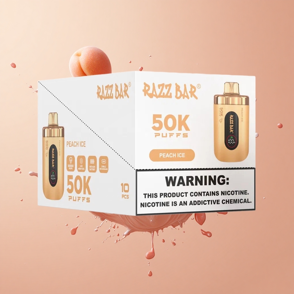 Razz Bar 50K Sorvê de Pêssego com 10 Ohm e 2 Nicotina