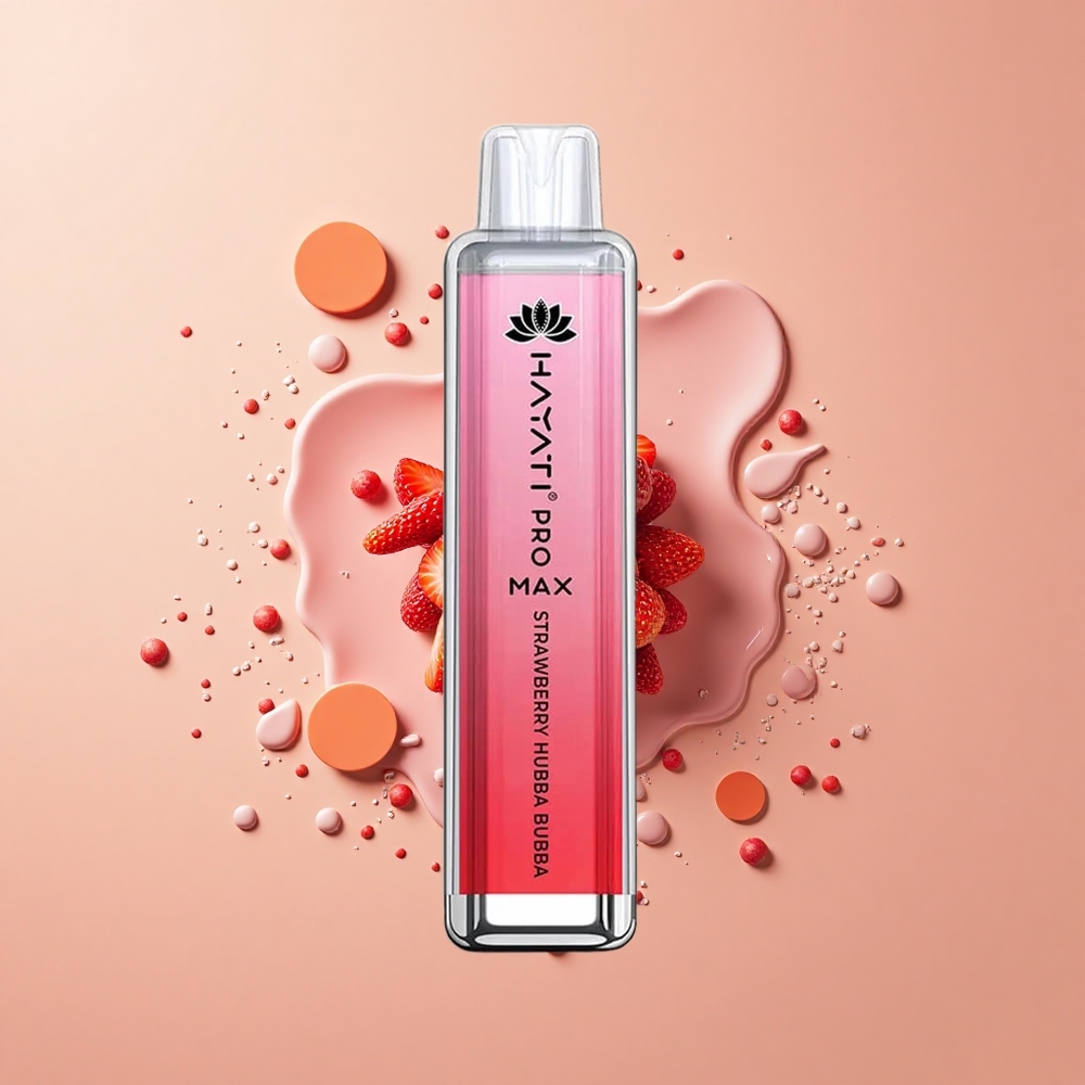 Hayati Pro Max 4000 Hubba Bubba Morango Duplo 11 Ohm Recarregável