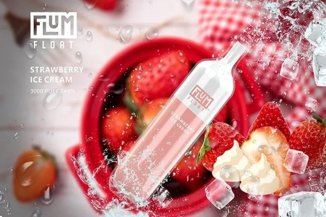 FLUM FLOAT 3.000 baforadas sorvete de morango 828A74 | FLUM PEBBLE FLAVORS