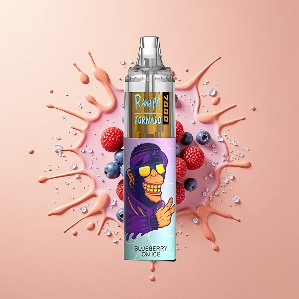 RandM Fumot Tornado 7000 Mirtilo no Gelo com Bateria 850 MAH e Bobina em Malha