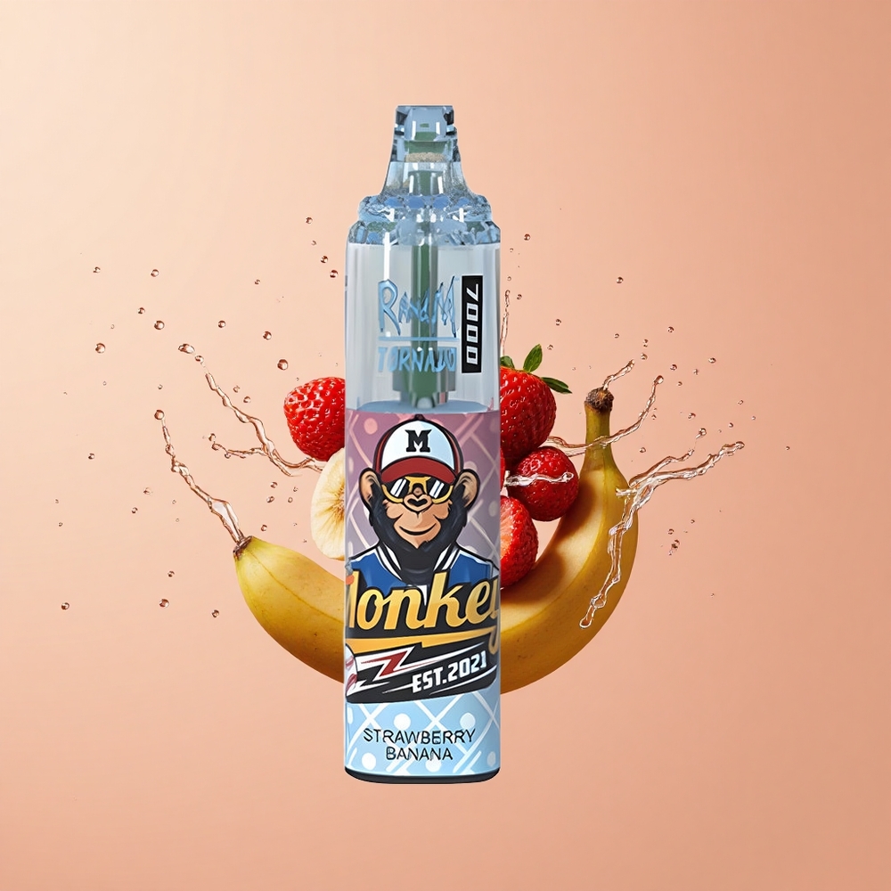 RandM Fumot Tornado 7000 Morango Banana com Coil Mesh e Ajuste de Ar