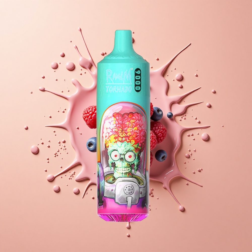 RandM Fumot Tornado 9000 Framboesa Azeda Azul com Bateria Recarregável e Bobina em Malha