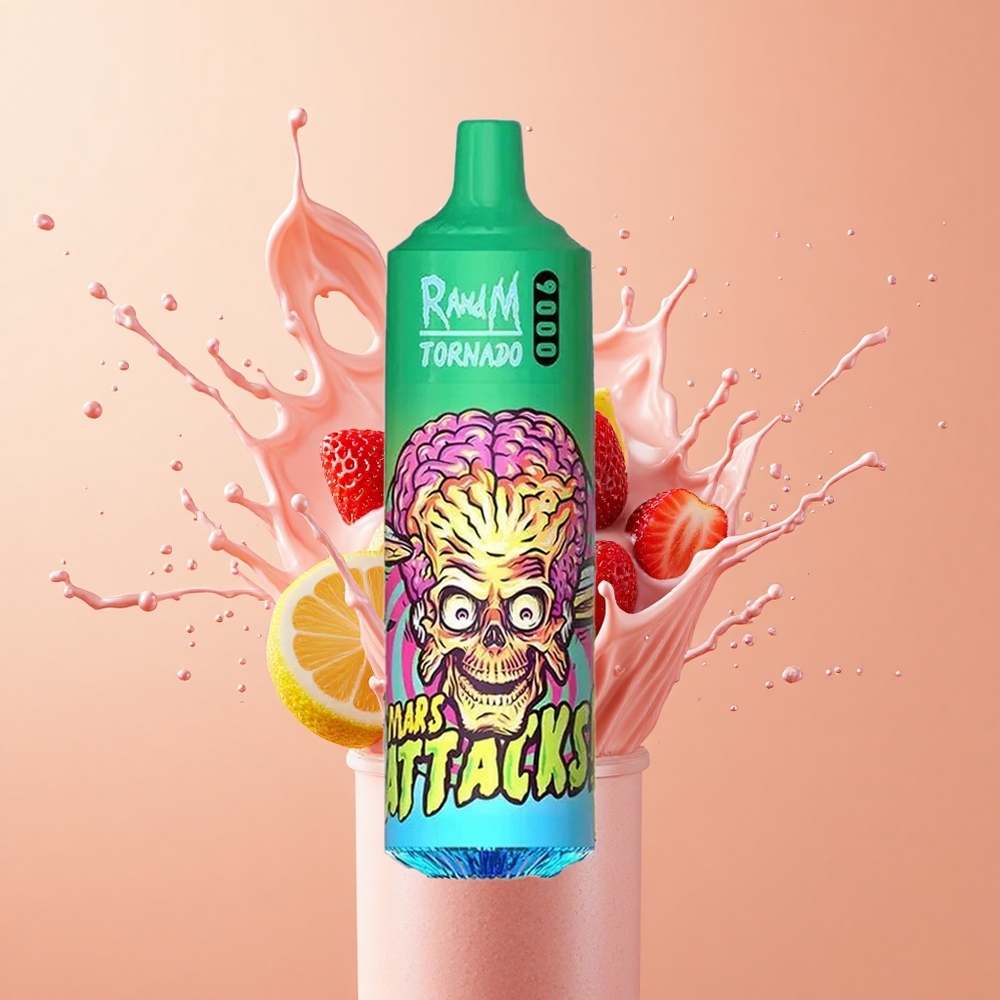 RandM Fumot Tornado 9000 Limão Morango com Bateria Recarregável e Coil Mesh