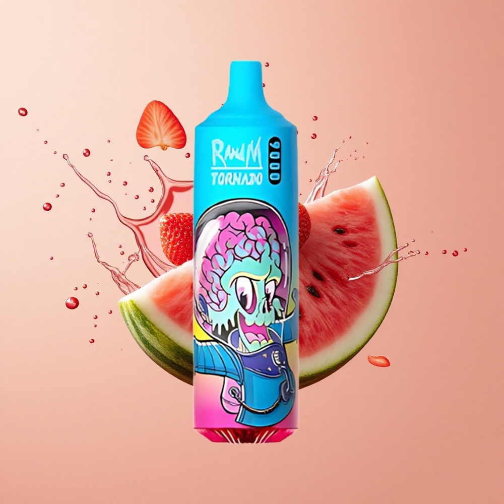 RandM Fumot Tornado 9000 Melancia Morango Prime com Bateria Recarregável e Bobina em Malha