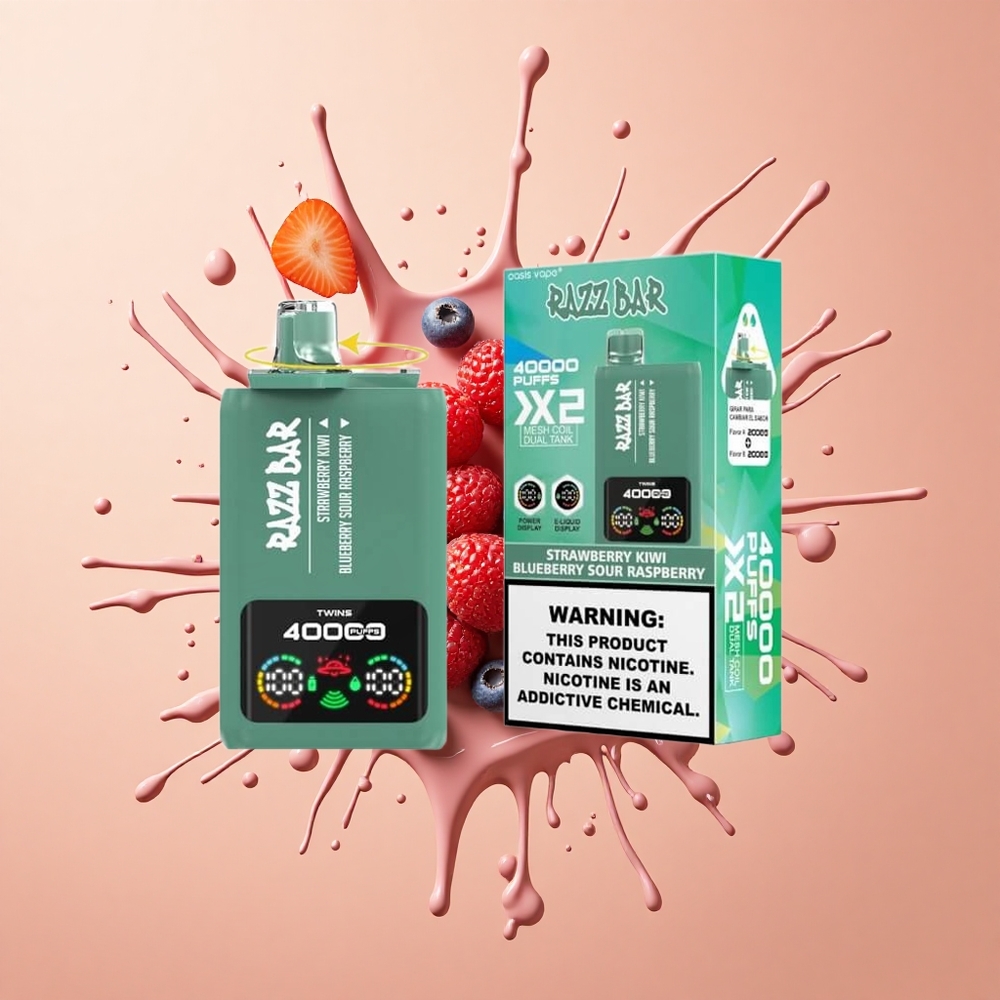 Razz Bar 40000 Morango Kiwi - Mirtilo Framboesa Azeda Tipo-C Tela de Potência 10Ohm 2