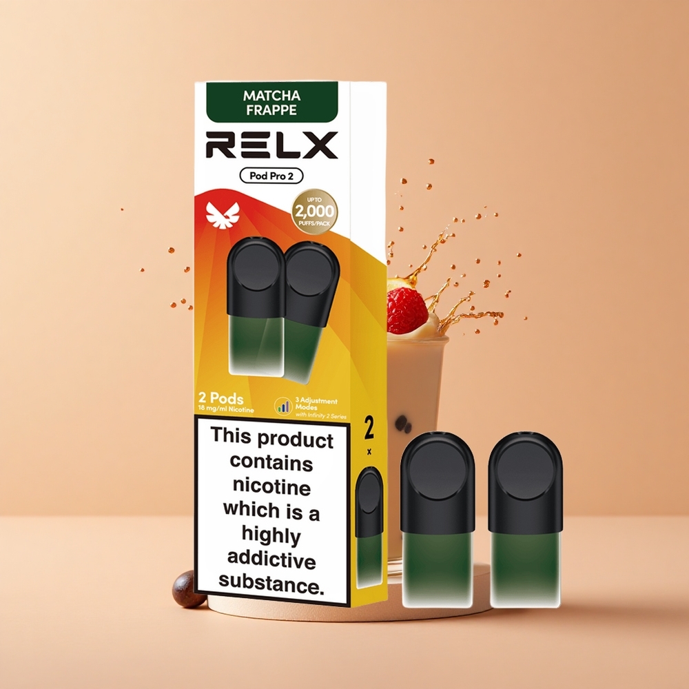 Relx Pod Pro 2 Vape Device Chá Frappe Matcha com Ajuste de 3 Voltagens e Opções de Embalagem