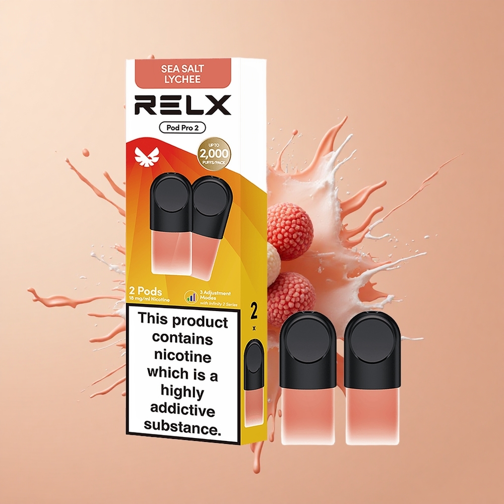 Relx Pod Pro 2 Vape Device Lichia Sal Marinho com 19ml e Modos Eco Suave e Turbo