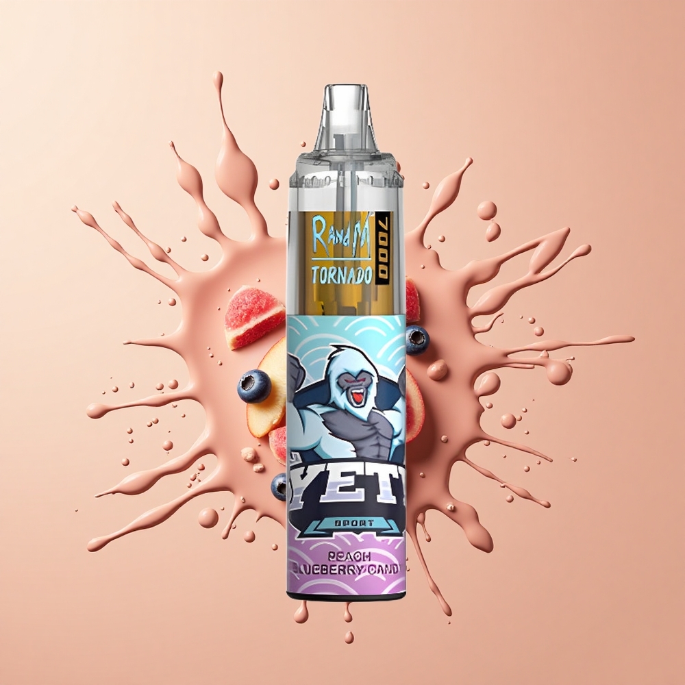 RandM Fumot Tornado 7000 Doce de Pêssego e Mirtilo com Coil Mesh e Porta Type-C