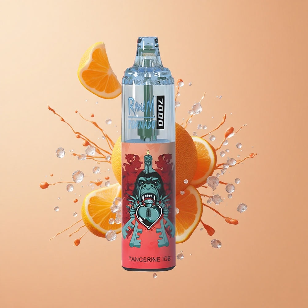 RandM Fumot Tornado 7000 Gelo de Tangerina com Bobina Mesh e Luz RGB