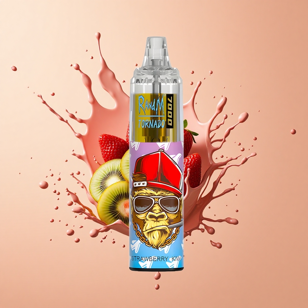 RandM Fumot Tornado 7000 Morango Kiwi com Bateria RGB e Coil Mesh