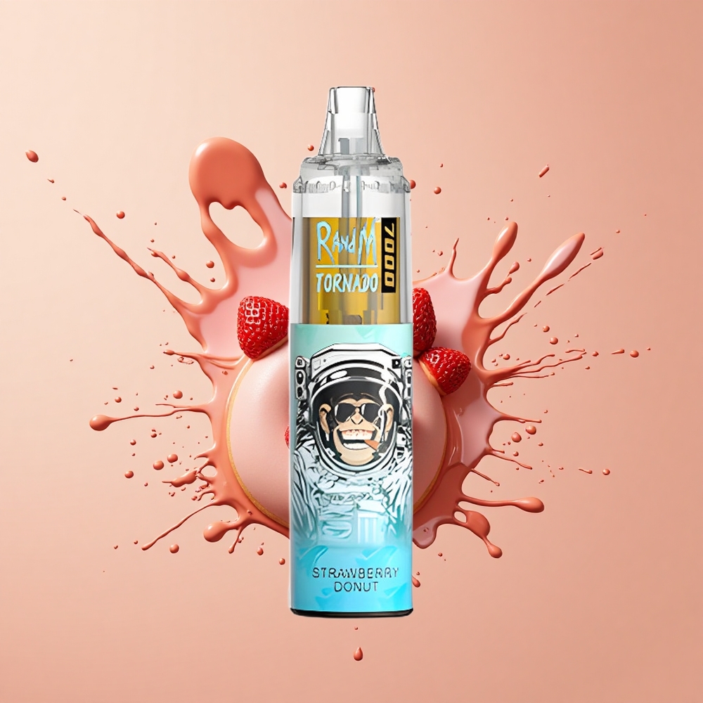 RandM Fumot Tornado 7000 Rosquinha de Morango com Bateria 850 MAH e Luz RGB