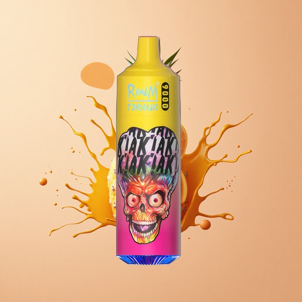 RandM Fumot Tornado 9000 Abacaxi Manga Pêssego com Display RGB e Bobina Mesh