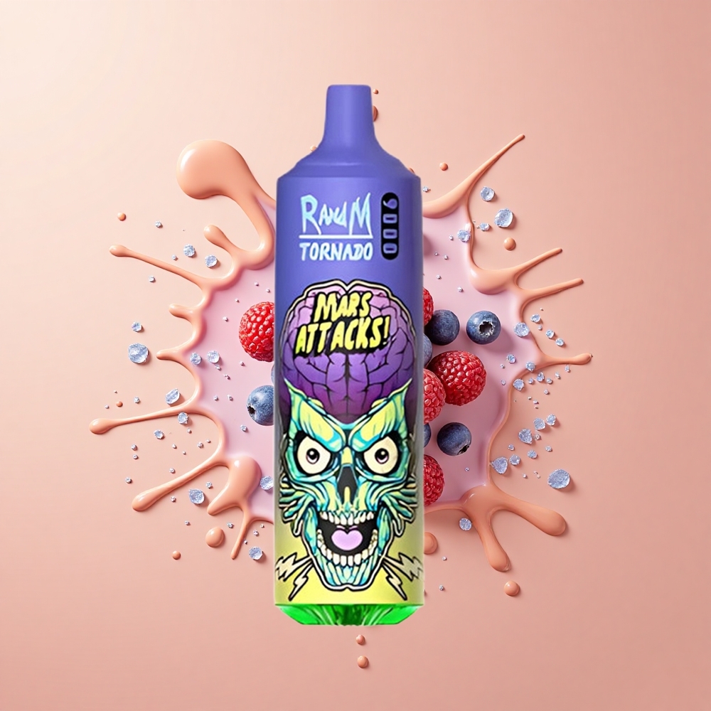 RandM Fumot Tornado 9000 Mirtilo Gelo com Bateria Recarregável e Bobina em Malha