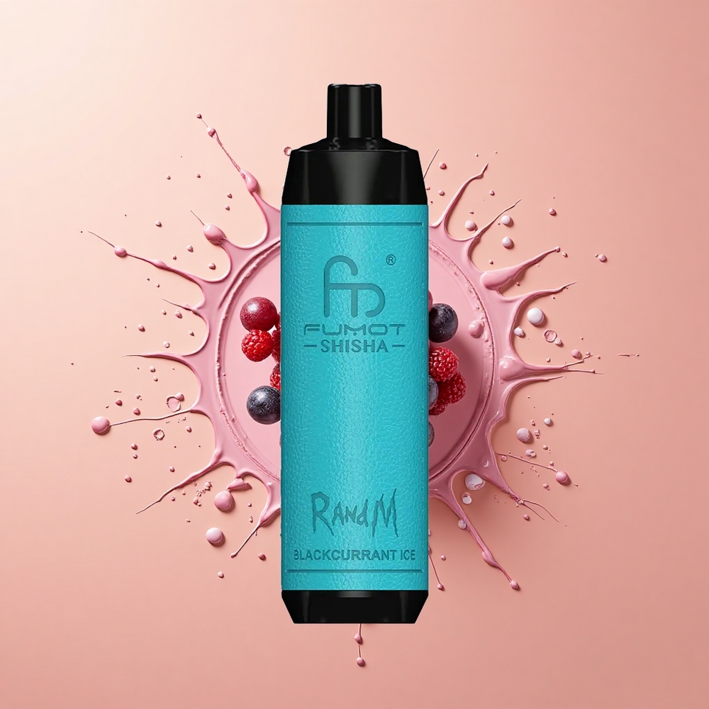 RandM Fumot Shisha 10000 Gelado de Groselha Preta com Indicador LED e Bateria 850 mAh