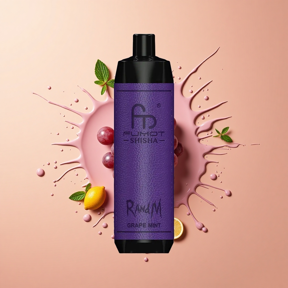 RandM Fumot Shisha 10000 Hortelã Uva com LED e Tipo-C
