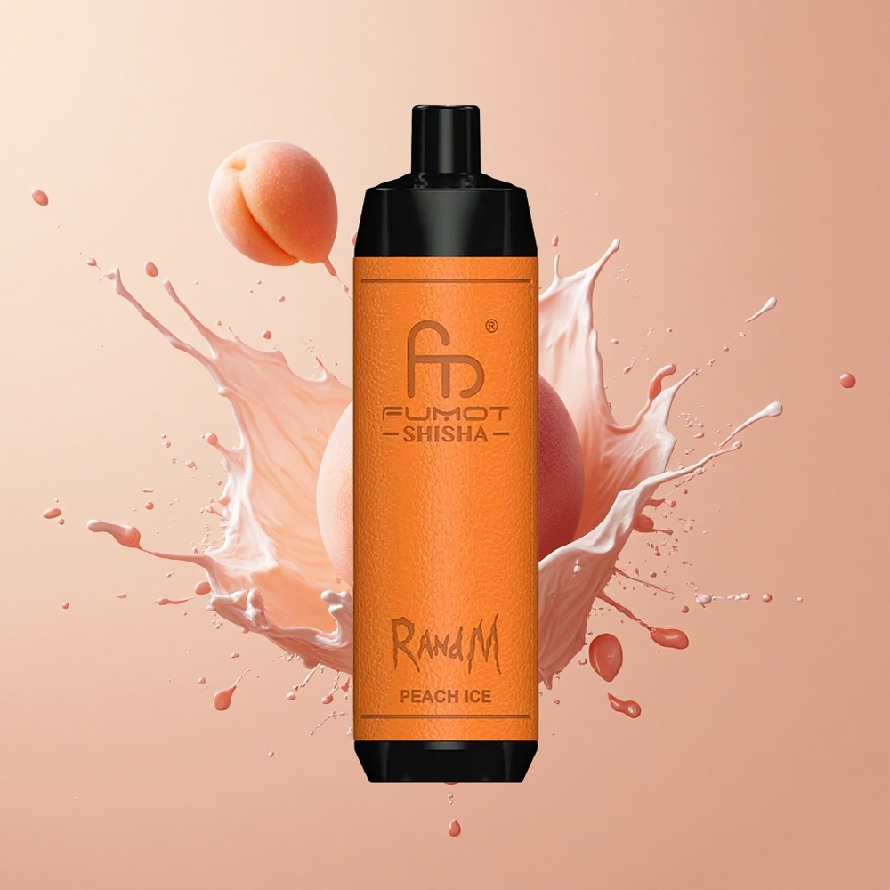 RandM Fumot Shisha 10000 Pêssego Gelo com LED e Tipo-C