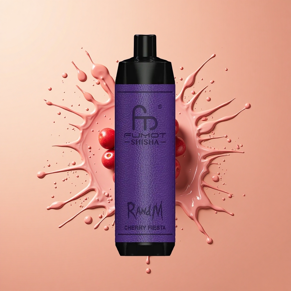 RandM Fumot Shisha 10000 Festa Cereja com Indicador LED e Bateria 850 mAh